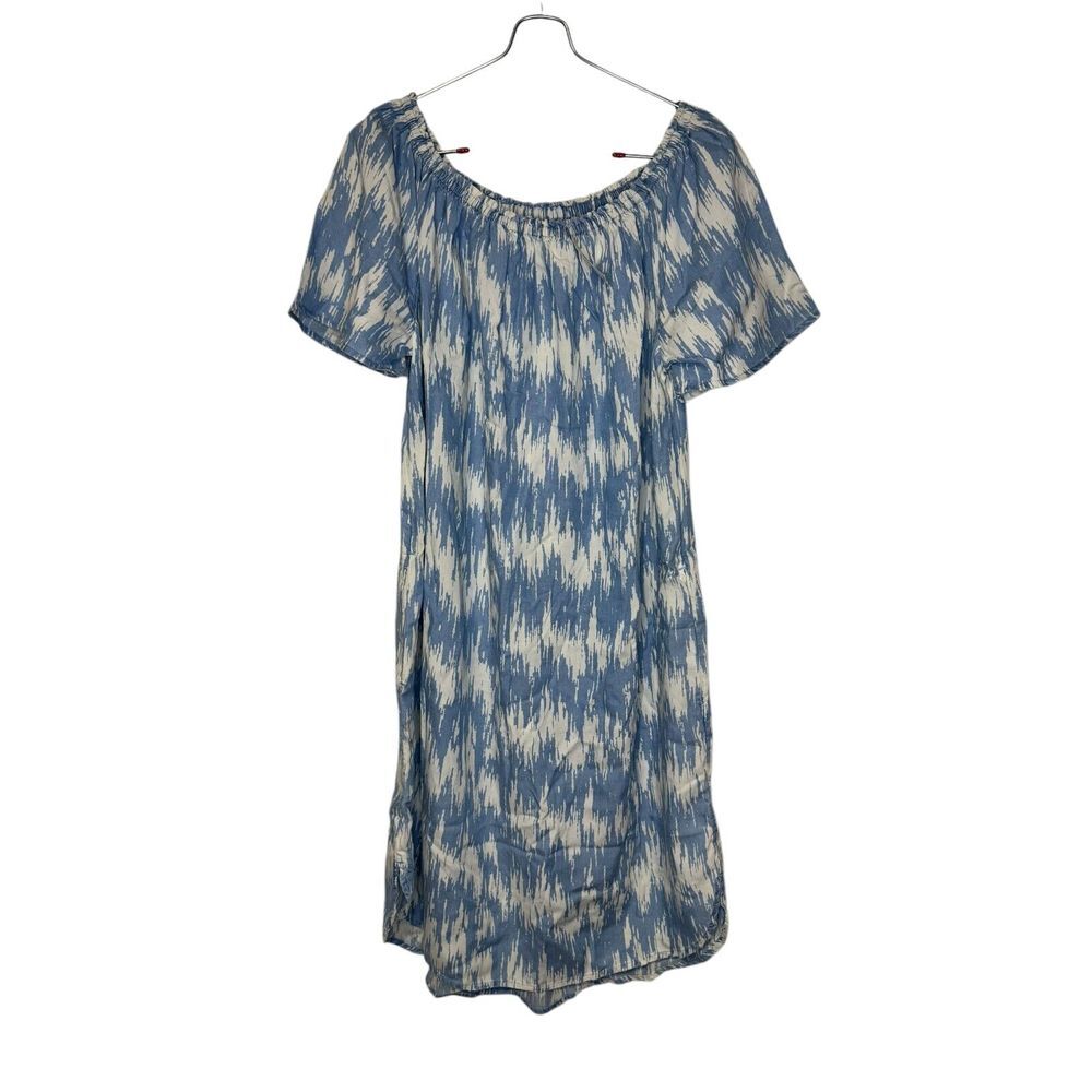 Gap Women's Shirtโ Dress Off-shoulder Print Pullover Pocket Light Blue Sz.XS NWT